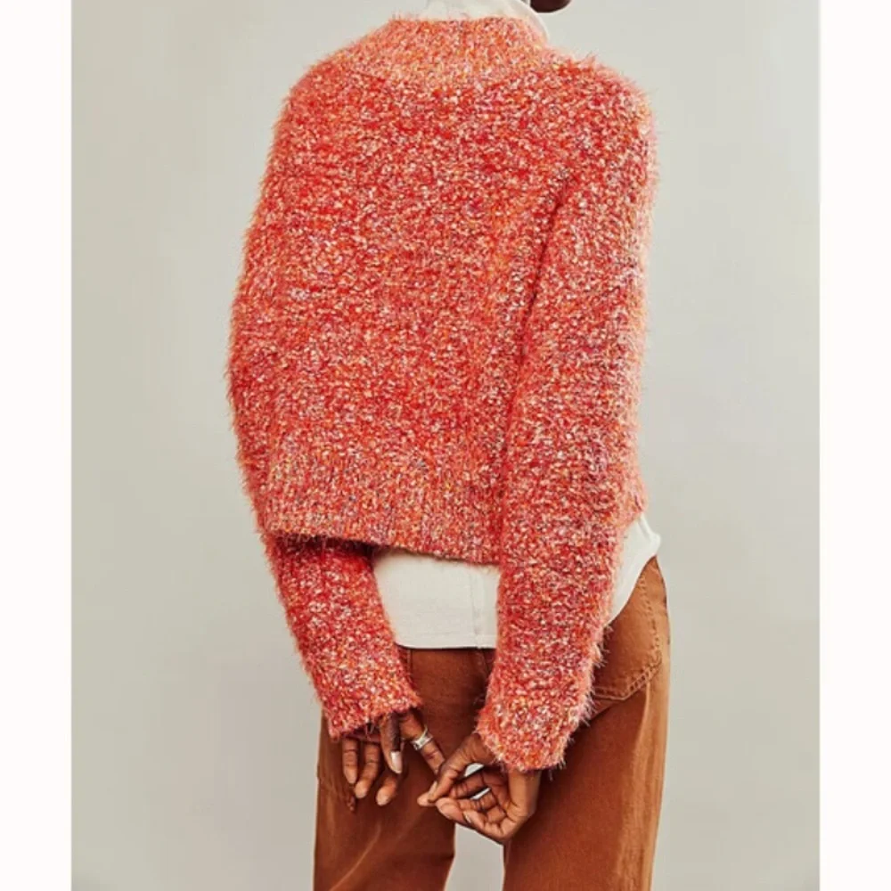 Free People Cozy Knit Sweater Flame Combo Color Size XL - Picture 2 of 12